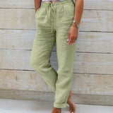 Aria Trousers in Cotton and Linen with an Elastic Waist