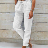 Aria Trousers in Cotton and Linen with an Elastic Waist