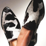 Becca | Cow Print Slip-On Loafers