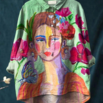 Ida | Casual Women's T-Shirt with Portrait in Oil Painting Style