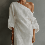 Aurora | Ivory One-Shoulder Flowing Maxi Dress