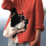 Paula | Casual T-Shirt with Decorative French Bulldog Motif