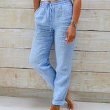 Aria Trousers in Cotton and Linen with an Elastic Waist
