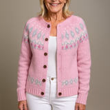 Sophie | Pink Fair Isle Knitted Cardigan
