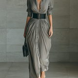 Zahara | Belted Pleated Maxi Dress