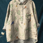 Lotte | Casual Women's Blouse with Branch and Robin Print