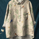 Lotte | Casual Women's Blouse with Branch and Robin Print