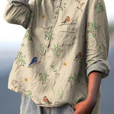 Lotte | Casual Women's Blouse with Branch and Robin Print