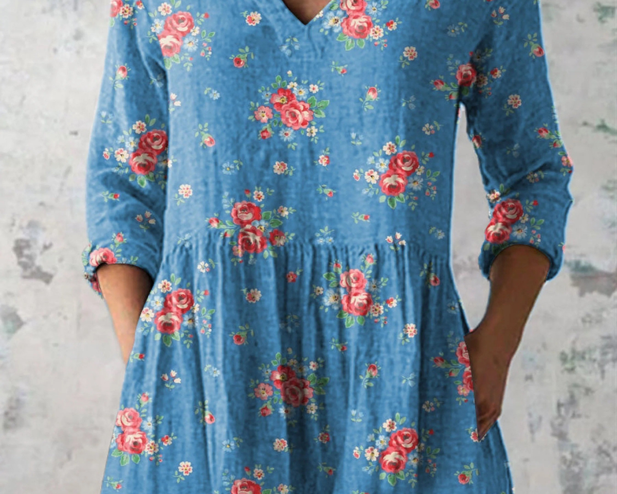 Melanie | Abstract Print V-Neck Blouse