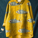 Martha | Casual T-Shirt with Vintage Fish Art
