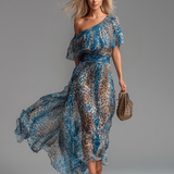 Selvaggia | Leopard Print Off-Shoulder Maxi Dress