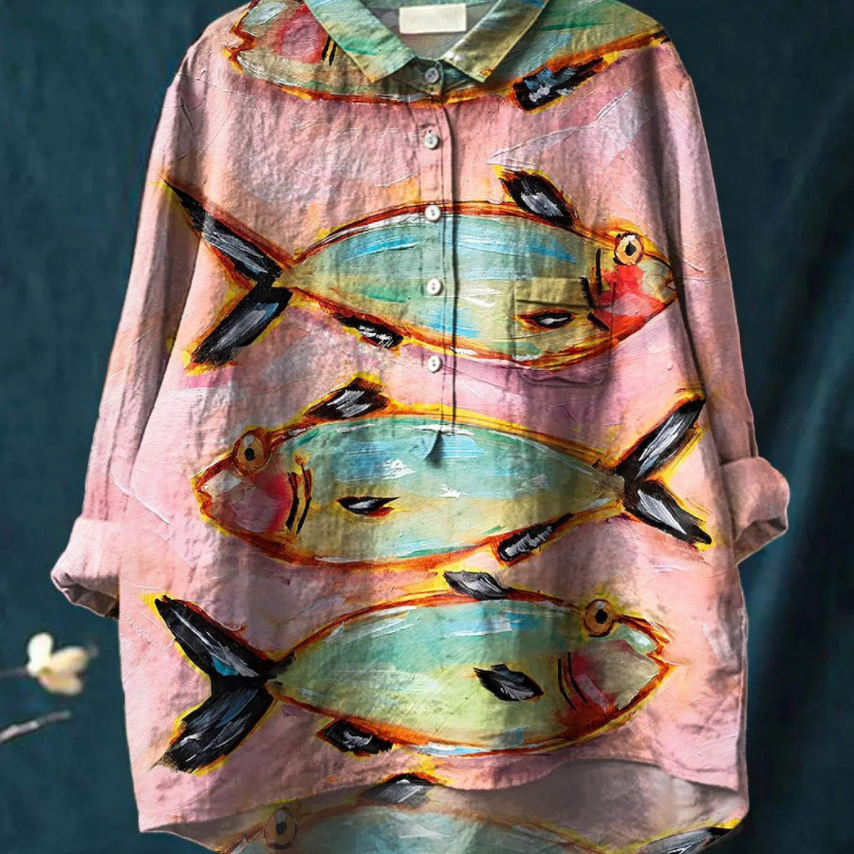 Ida | Casual Women's T-Shirt with Vintage Fish Art
