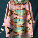 Ida | Casual Women's T-Shirt with Vintage Fish Art