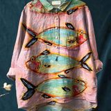 Ida | Casual Women's T-Shirt with Vintage Fish Art