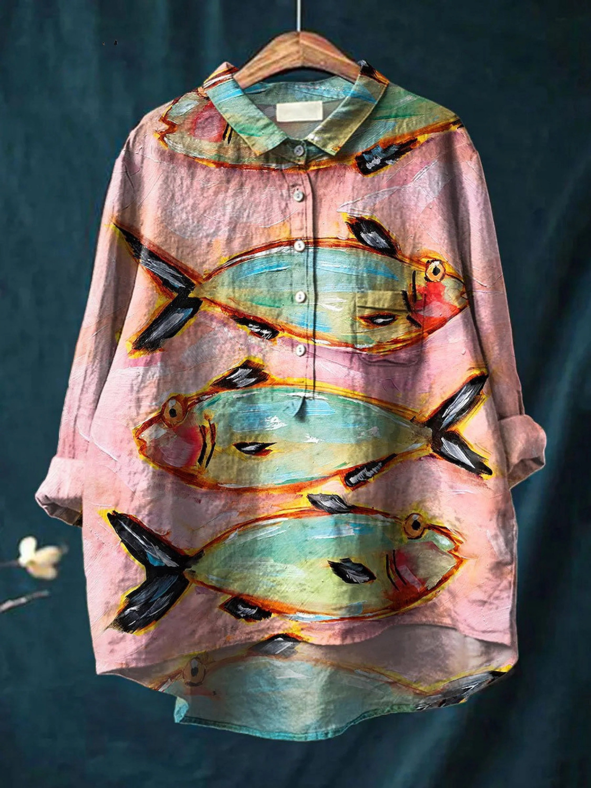 Ida | Casual Women's T-Shirt with Vintage Fish Art