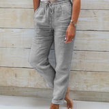 Aria Trousers in Cotton and Linen with an Elastic Waist