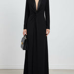 Kara | Long-Sleeve Deep V-Neck Maxi Dress