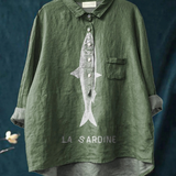 Rose | Casual T-Shirt with Sardine Print