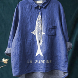 Rose | Casual T-Shirt with Sardine Print