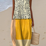 Penelope | Polka Dot Colourblock Midi Dress