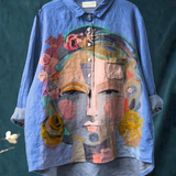 Martha | Casual T-Shirt with Frida Portrait in Oil Print