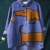 Ida | Casual Blouse with Artistic Dachshund Print