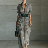 Zahara | Belted Pleated Maxi Dress