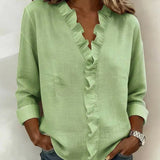 Sadie | Blouse with Ruffles, V-Neck and Long Sleeves