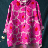 Paula | Casual Women's Blouse with Bright Pink Floral Design