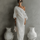 Aurora | Ivory One-Shoulder Flowing Maxi Dress