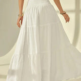 Boho High Waist Tiered Maxi Skirt with Smocked Waistband