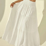 Boho High Waist Tiered Maxi Skirt with Smocked Waistband