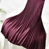 Elegant High Waist Pleated Midi Skirt with Elasticated Waistband