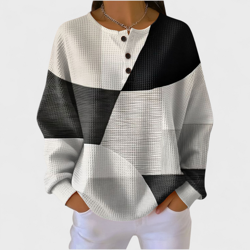 Ella | Black and White Colour-Block Jumper