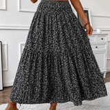 Flowy Ditsy Floral Maxi Skirt with Elasticated High Waist
