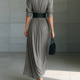 Zahara | Belted Pleated Maxi Dress