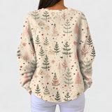 Matilda | Cream Coloured Jumper with Delicate Christmas Tree Pattern