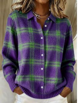 Maria™ | Soft Hoodie Blouse with Check Pattern