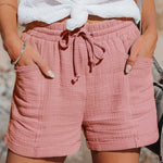 Relaxed Linen Shorts with Drawstring Waist and Side Pockets