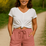 Relaxed Linen Shorts with Drawstring Waist and Side Pockets