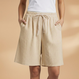 Relaxed Linen Shorts with Elasticated Waist and Drawstring