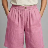 Relaxed Linen Shorts with Elasticated Waist and Side Pockets