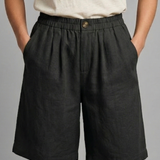 Relaxed Linen Shorts with Elasticated Waist and Side Pockets