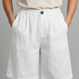 Relaxed Linen Shorts with Elasticated Waist and Side Pockets