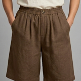 Relaxed Linen Shorts with Elasticated Waist and Side Pockets