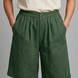 Relaxed Linen Shorts with Elasticated Waist and Side Pockets