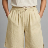 Relaxed Linen Shorts with Elasticated Waist and Side Pockets