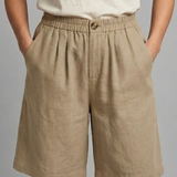 Relaxed Linen Shorts with Elasticated Waist and Side Pockets