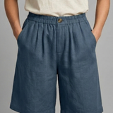 Relaxed Linen Shorts with Elasticated Waist and Side Pockets