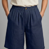 Relaxed Linen Shorts with Elasticated Waist and Side Pockets